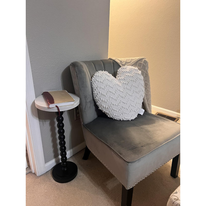 Contemporary Side Table with Black Base and Top Pedestal Small End Table Side Table