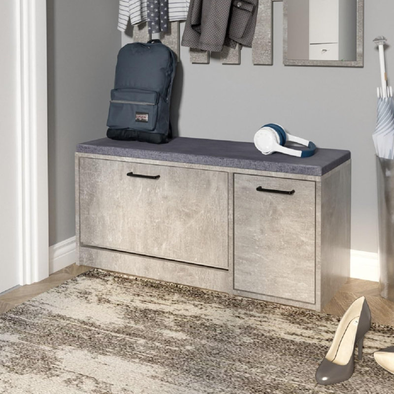 14 Pair Shoe Storage Bench, Grey