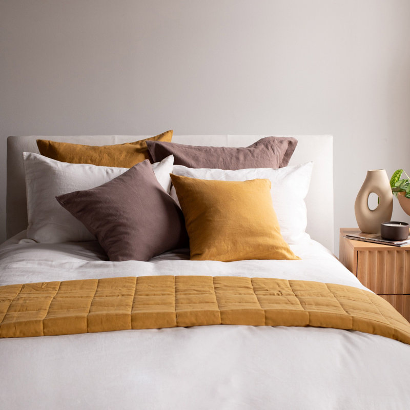 Honey French Linen 20" Square Throw Pillow Sham
