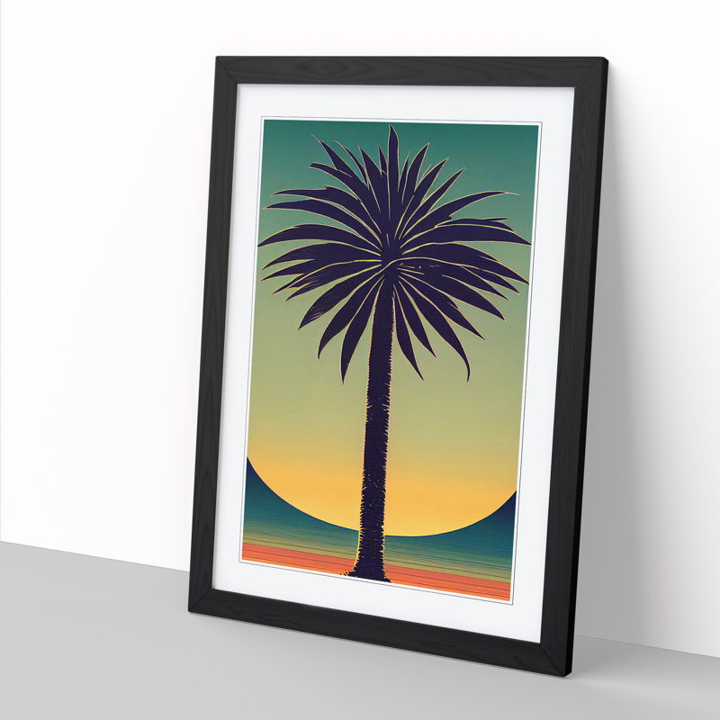 CAN-V0523-1691X Palm Tree Art Nouveau - Wrapped Canvas Print, Black, 64cm H x 46cm W x 2cm D