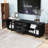 TV Stand with Arched Glass Cabinets, Adjustable Shelves, Drawers and Cable Management-1165476492