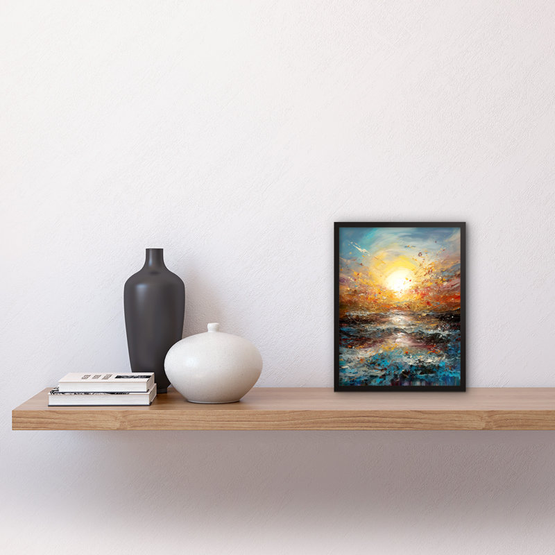 Makaya Sunrise At Sea Abstract Seascape Splatter Art - Single Picture Frame Print