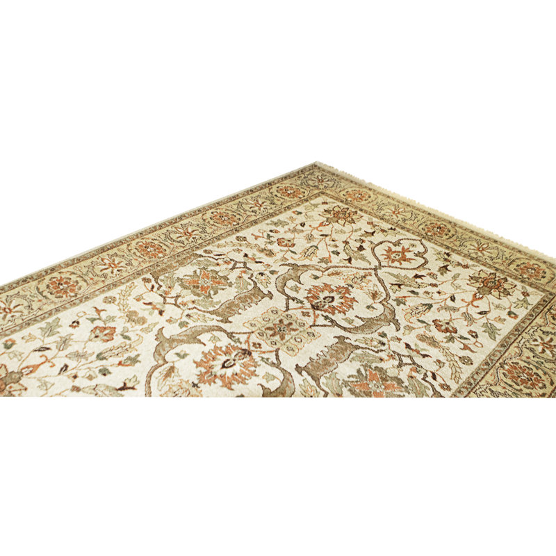 Hand Knotted Wool Area Rug in Gold