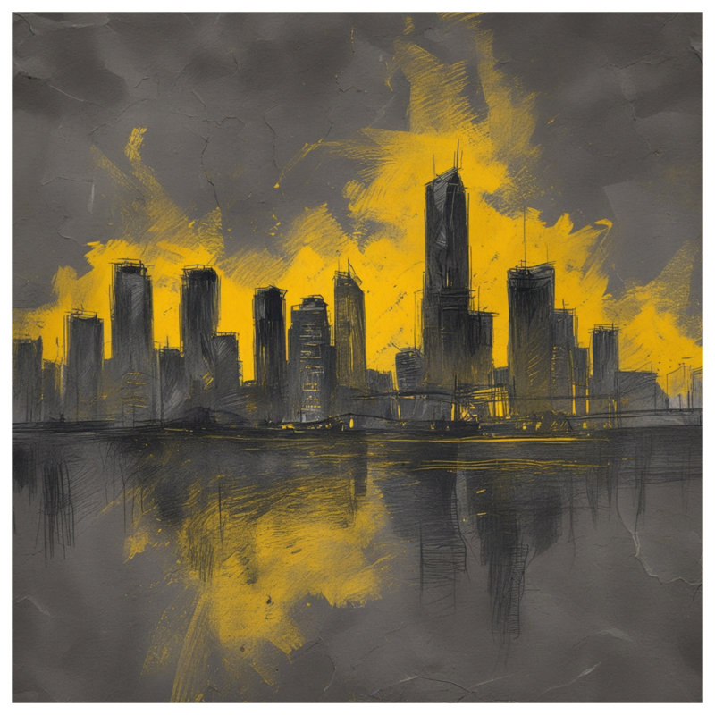 Yellow City Skyline Comforter, Twin Extra Long
