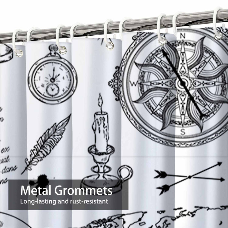 Rideau de douche Steampunk Compass, L 72 po x l 72 po