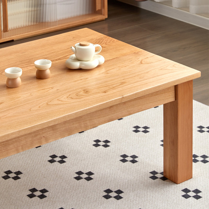 Rectangular solid wood coffee table, Burlywood, 17.7" H x 47.2" L x 23.6" W