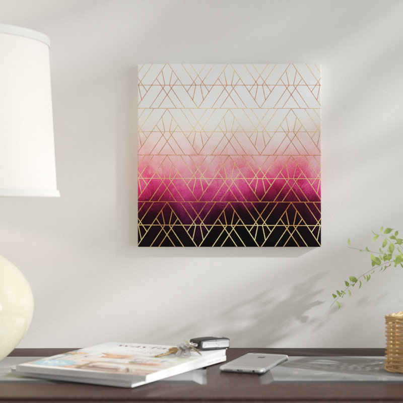 «Art Deco Triangle Ombre», impression sur toile, H 48 po x l 48 po x P 1,5 po, Toile tendue, Pas de tapis