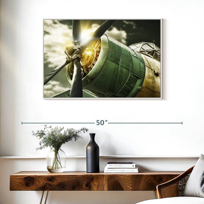 Vue du ciel de l'ancien avion, Cadre flottant blanc, 37 po x 25 po