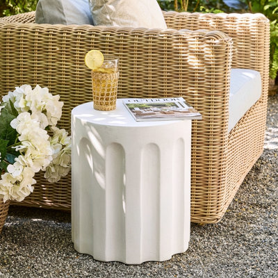 Lizz Outdoor Cylindrical MGO Concrete Side Table