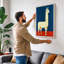 Modernist Llama Mid-Century 1 Piece Wrapped Canvas Wall Art-136717660-136717659