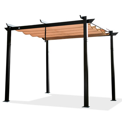 Weather- Outdoor Patio Pergola - Aluminum Retractable Canopy Gazebo Courtyard Shade, Stable & For With Blocking, Structure
