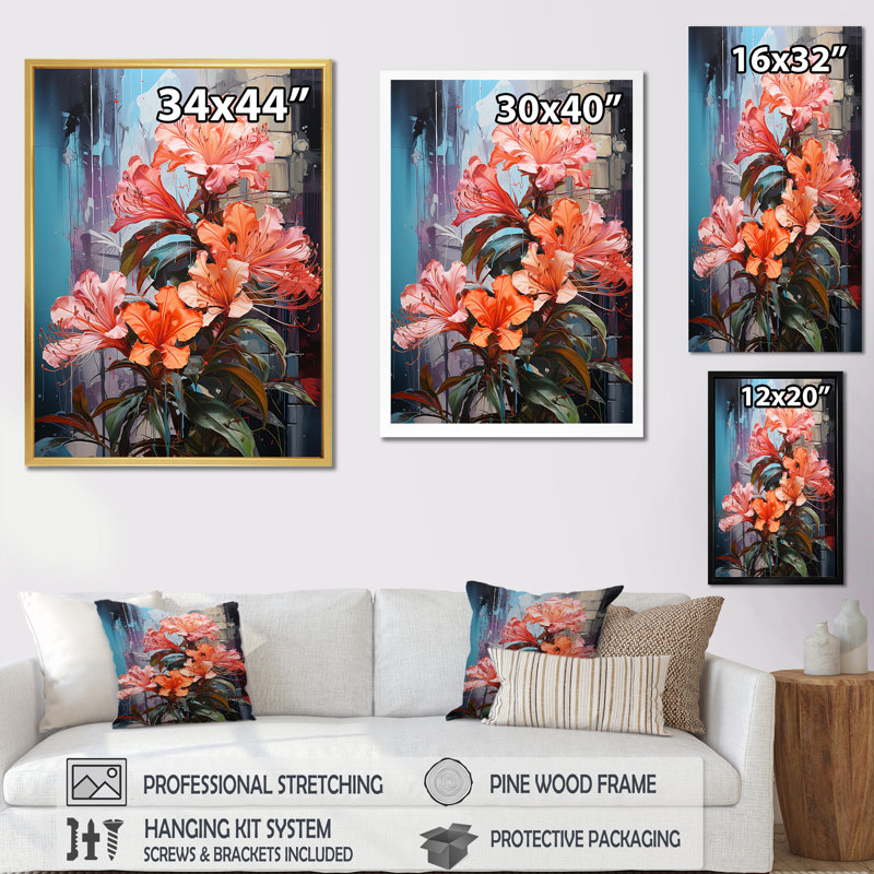 Éclat de hibiscus de couleur tropicale sur toile, Cadre flottant blanc, H 32 po x l 24 po x P 1 po