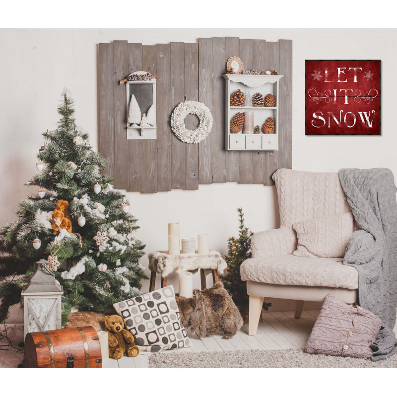 Let It Snow - Reproduction d'art textuel sur papier encadré, Cadre flottant espresso, H 24 po x l 24 po x P 1,5 po