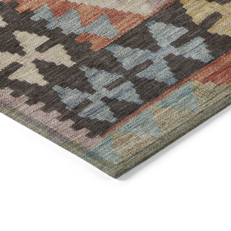 Tapis paprika Xhevrie intérieur / extérieur lavable à la machine, Rectangulaire 8 pi x 10 pi