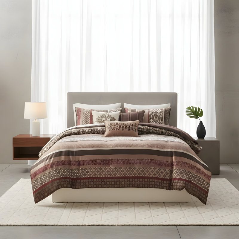 Ensemble d'édredon en polyester jacquard 7 pièces