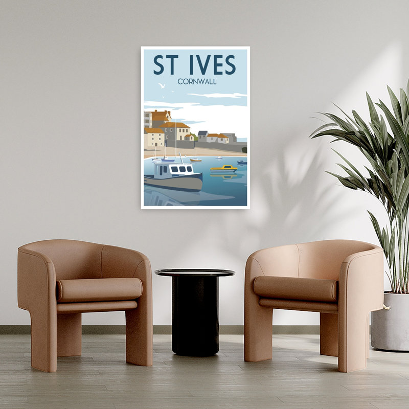 St Ives Cornwall Harbor - Affiche murale abstraite représentant la côte, H 36 po x l 24 po