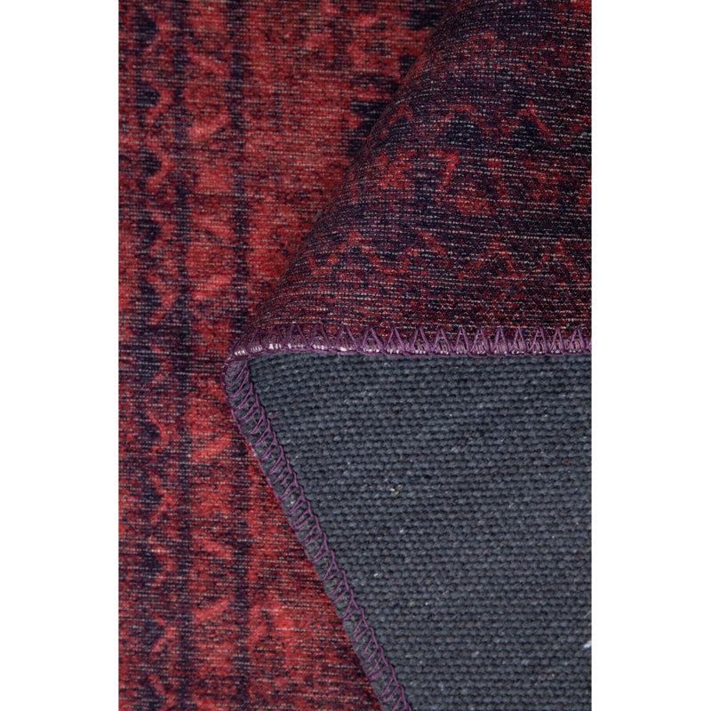 Tapis afghan rouge à motif tissé rétro, Rectangle 3 pi 10 po x 5 pi 3 po