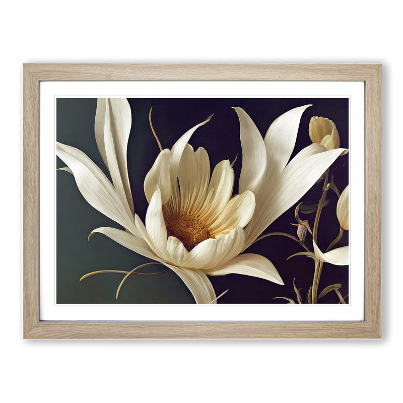 Enviable Flower - Single Picture Frame Print, 25cm H x 34cm W, Oak