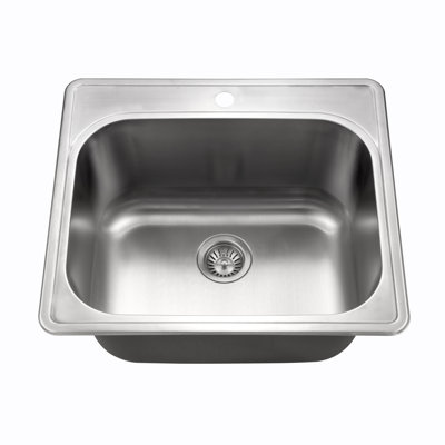 Houzer Laundry 25 inch Stainless Topmount 1-hole Single Bowl Sink with 12 inch Depth - LTS-2522-1