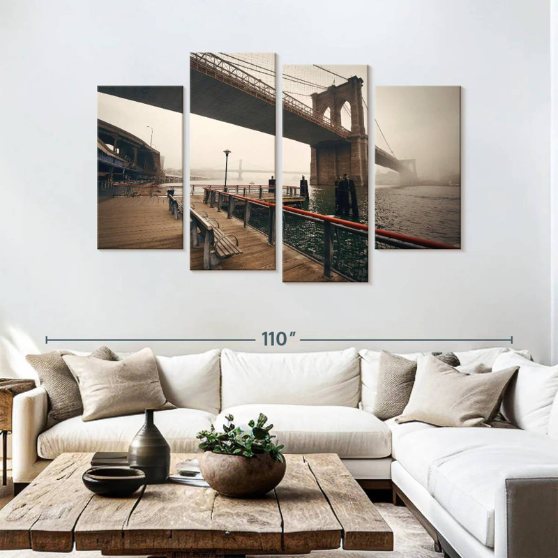 Lilie Foggy Brooklyn Bridge, 54'' H x 84'' W