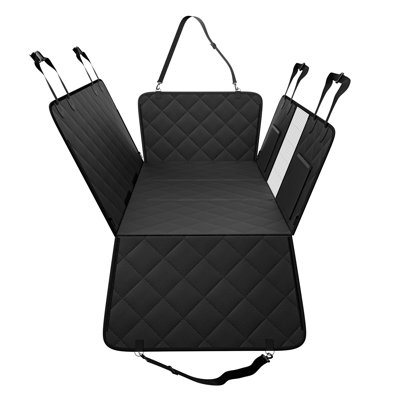 Back Seat Extender for Dogs,Dog Hammock for Car Back seat, Dog Car Seat Cover with Hard Bottom Dog Car Seat Bed 53"x24.8" ,Supports 350lb with Mesh Window and Storage Pocket for Car, SUV,Truck