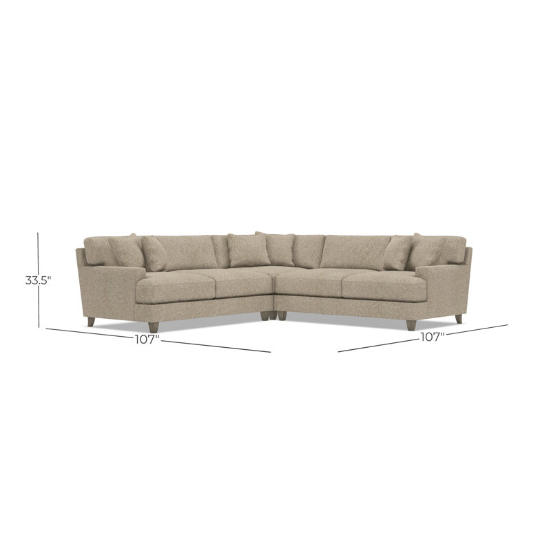 Bernhardt Mila 3-Piece Fabric Sectional, Light Brown Polyester, 33.5" H x 107" W x 107" D, Symmetrical