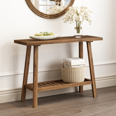 Solid Reclaimed Wood Console Table with Shelf