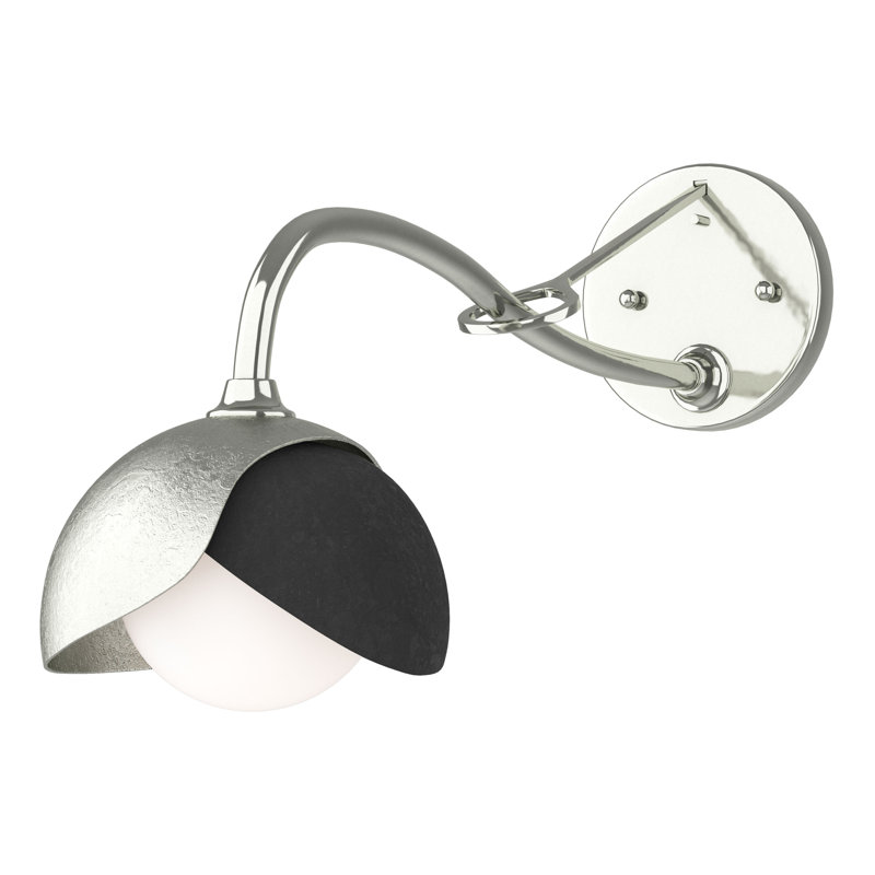 Brooklyn 1 - Light Hardwired Armed Sconce, Sterling, Black
