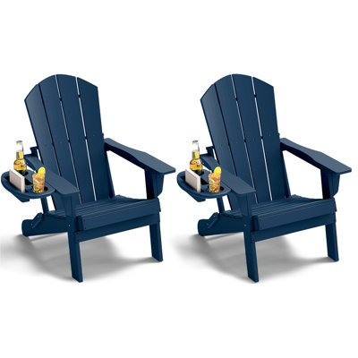 Hdpe Folding Adirondack Chair With Multifunctional Cup Holder by Latitude Run