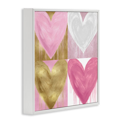 Pink & Gold Glam Hearts Giclee Art by Lindsay Rodgers