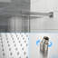 Système de douche carré 12 po Nickel brossé - Barre coulissante réglable, soupape équilibrée et pièce à main avec composant