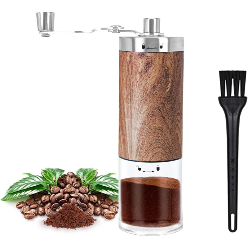 Manual Coffee Grinder With Adjustable Ceramic Burr, Portable Hand Crank Mill With Transparent Glass For Home, Travel, And Camping