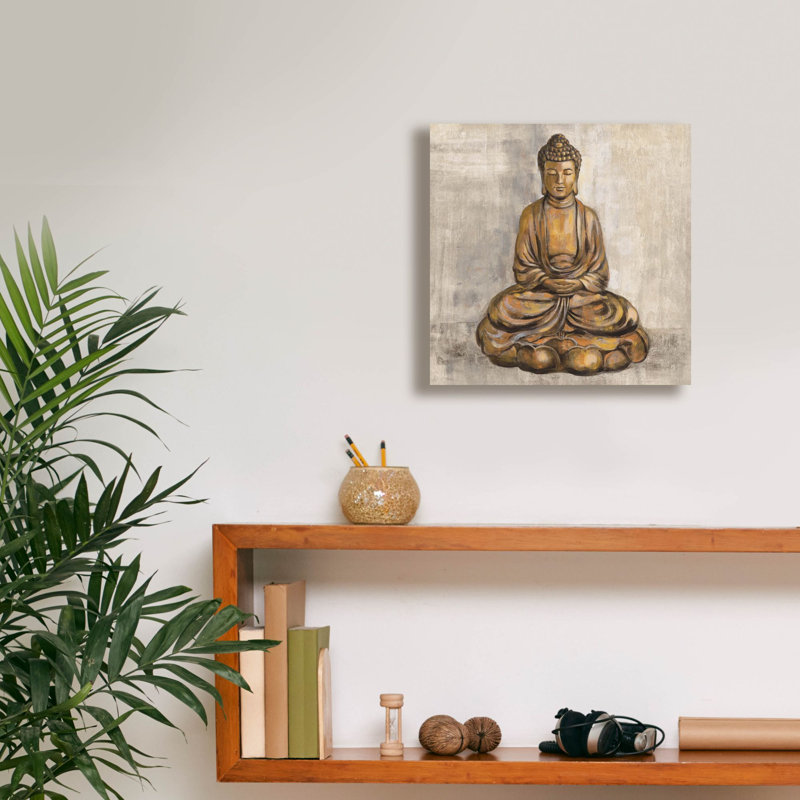 Toile épique Graffiti «Bronze Buddha» par Silvia Vassileva, 12 po x 12 po, 12" H x 12" W