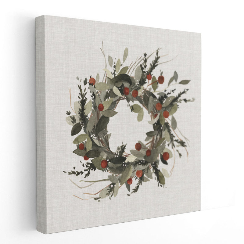Farmhouse Wreath I - reproduction d'art sur toile, H 40 po x l 40 po