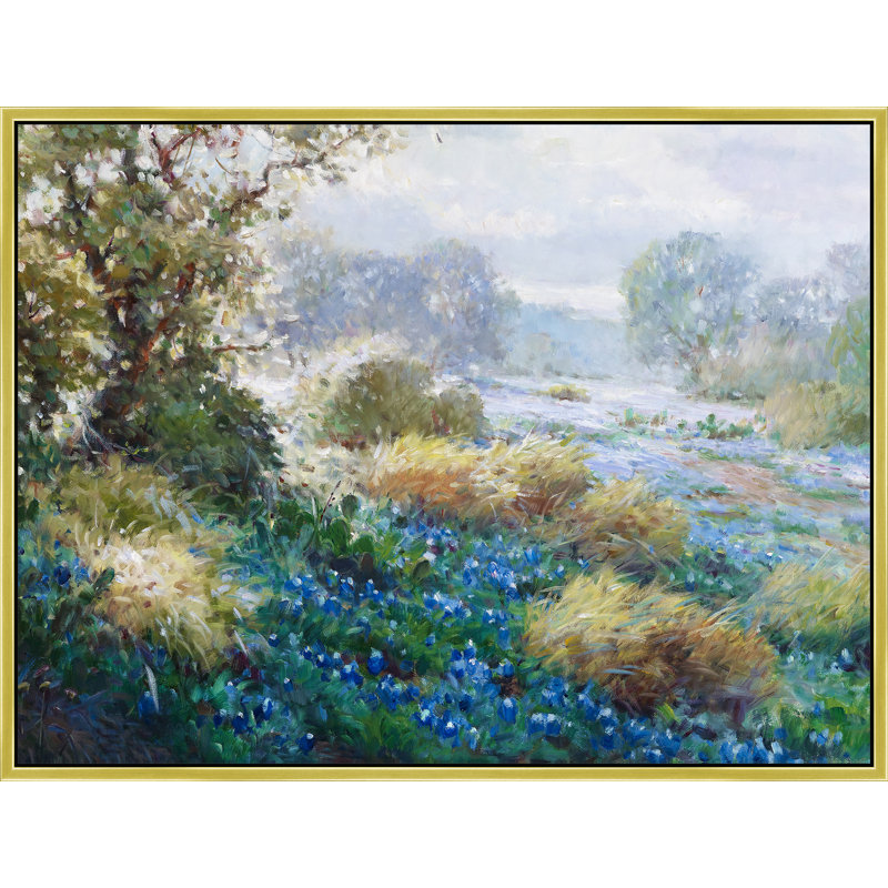 Bluebonnet Morning Drift Print, Gold, 38" H x 50" W