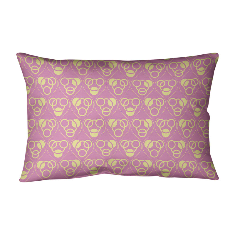 Coussin lombaire classique à motif de cercles Waves, Duvet / Plumes, H 14 po x l 20 po, Rose/jaune