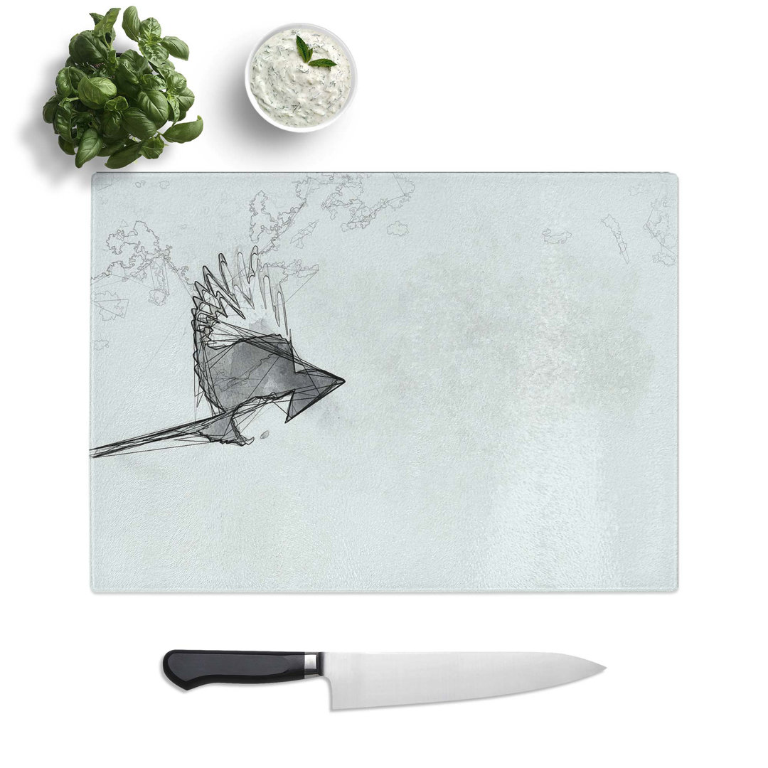 Glass Magpie in Flight in Abstract Chopping Board