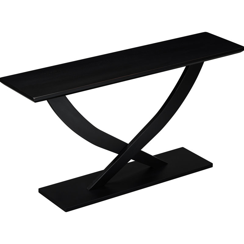 Table moderne rustique de 57 po, à pieds croisés, spacieuse, pour la construction d'une console de chambre à coucher, Noir