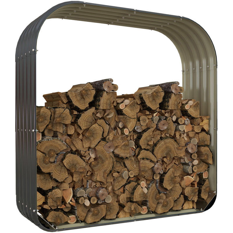 Outsunny Galvanized Steel Wood Shed Firewood Storage Rack