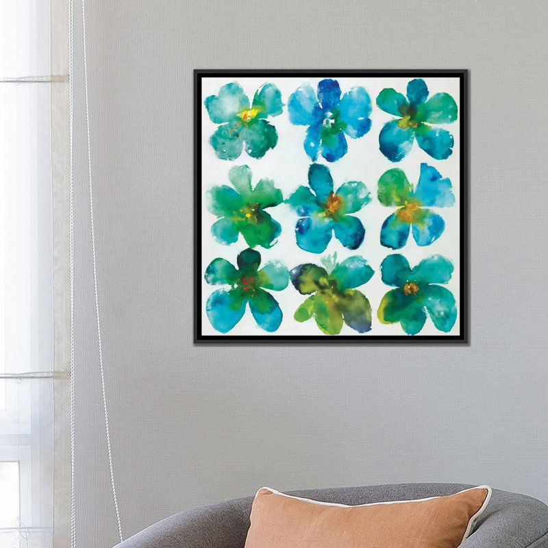 « pockety o’posies », reproduction sur toile, H 37 po x l 37 po x P 1,5 po, Toile avec cadre noir, Pas de tapis