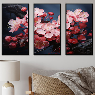 Cerisier rose en fleurs II - art mural cerise