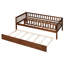Lit de jour simple en noyer avec lit gigogne escamotable et barrière de protection pliable-158667672-158667673