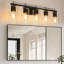 Luminaires de salle de bain: lampe de salle de bain 5 lumières sur miroir avec abat-jour en verre transparent, lampe murale pour miroir-622116502-636084087