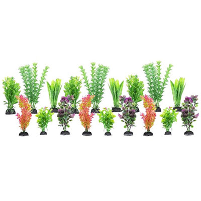 Multicoloured 18-piece Plastic Aquarium Plant Bundle