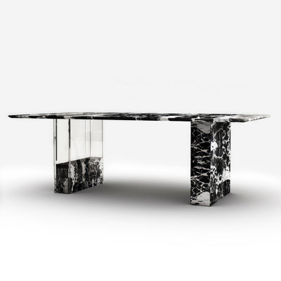 Luxury Black Marble Dining Table With Modern Design – Elegant Dining Solution by Orren Ellis