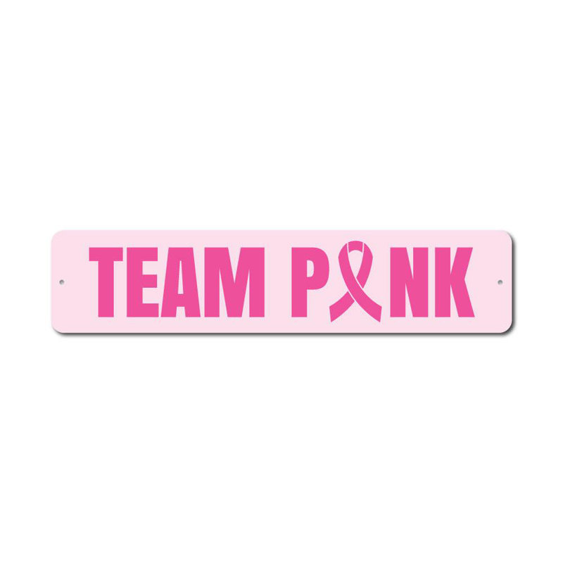 Plaque en aluminium personnalisée Team rose, H 4 po x l 18 po x P 0,04 po