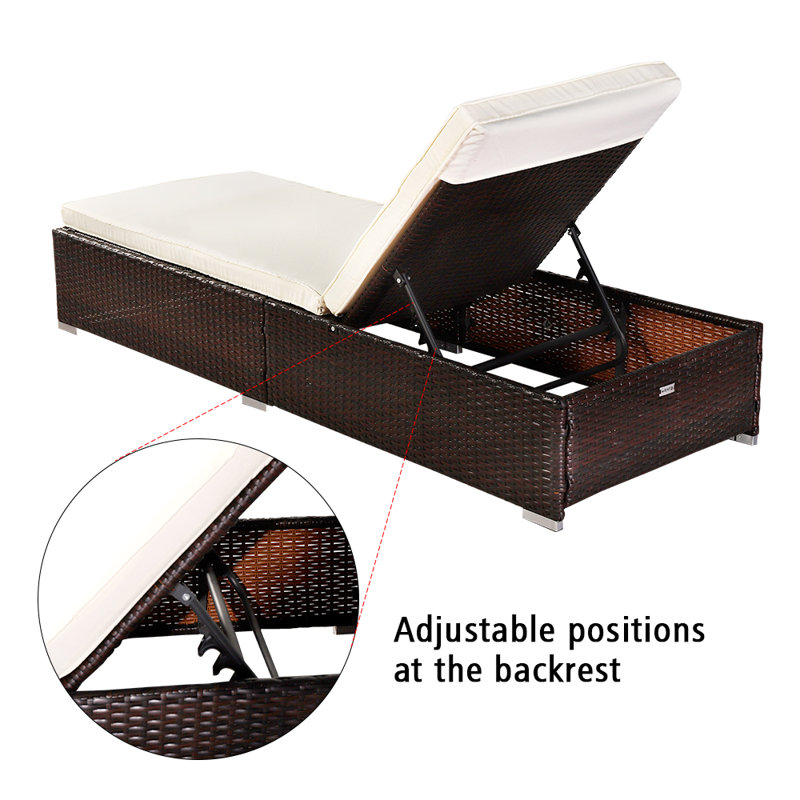 Coster Outdoor Wicker Chaise Lounge , Cushion Included, Brown