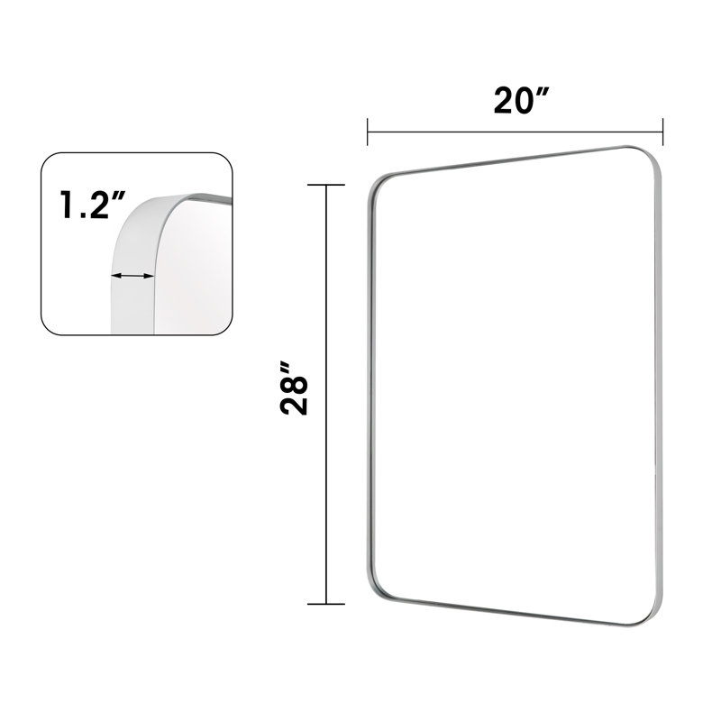 Miroir d'appoint Eitzen, Argent, 28 po x 20 po