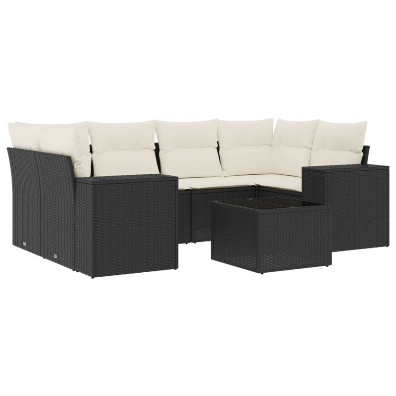 Ensemble de canapé de jardin Vidaxl PE rotin noir, acier thermolaqué moyen