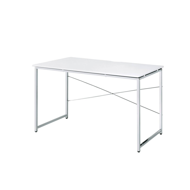 Erik Rectangular Writing Desk with Metal Frame, White